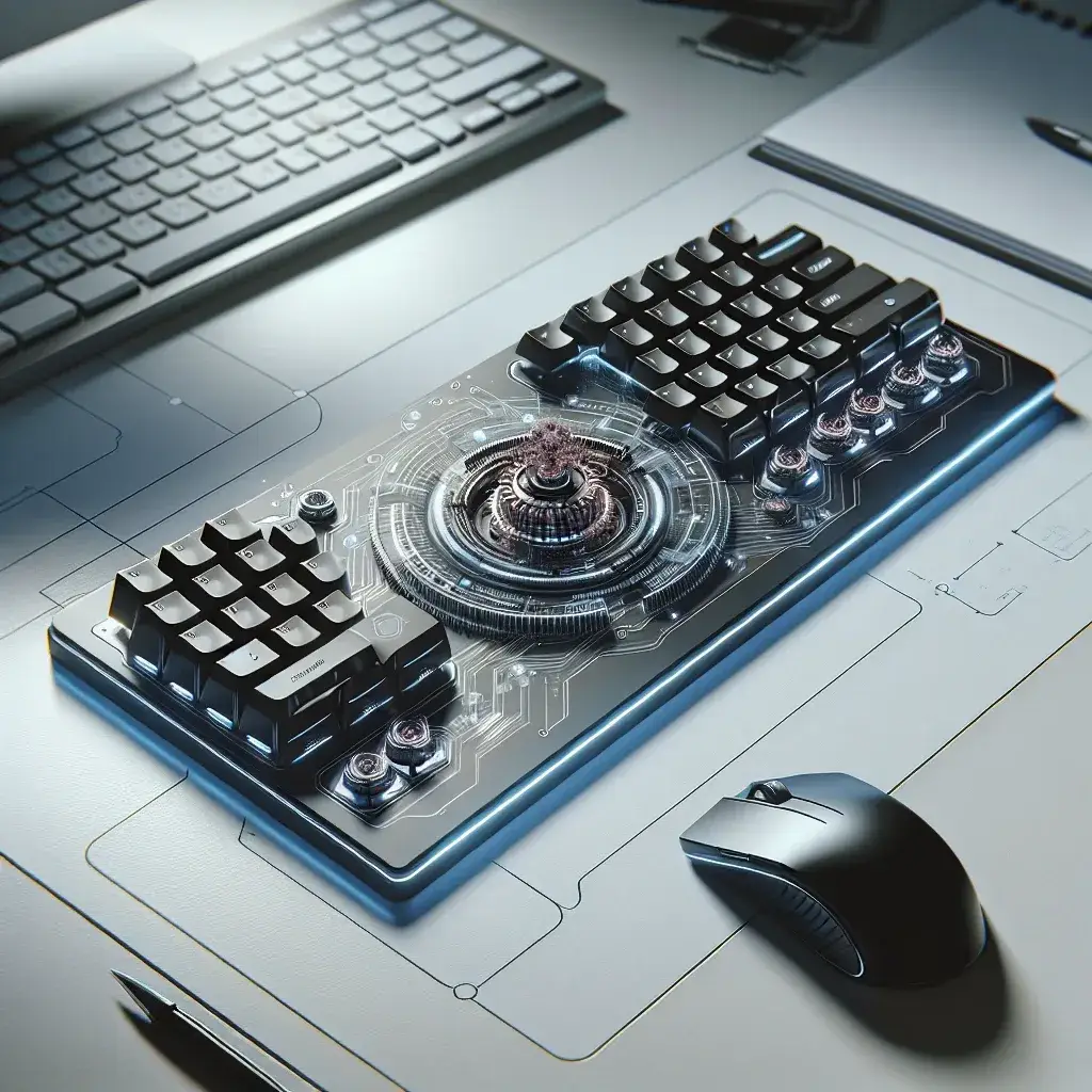 "Teclado mecânico Corsair com teclas programáveis por IA, exibindo design moderno e retroiluminação RGB, ideal para gamers e entusiastas da tecnologia."