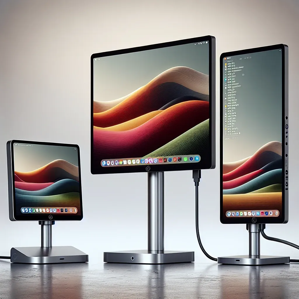 "Comparativo de monitores portáteis USB-C: Imagem de três modelos populares em destaque, mostrando suas características e conectividade, disponíveis no Brasil."